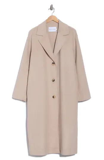 Rebecca Minkoff Double Faced Wool Reefer Coat in Stone at Nordstrom Rack, Size Small | Nordstrom Rack