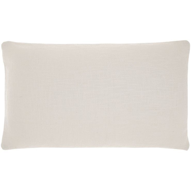 14"x24" Oversized Life Styles Solid Woven Cotton Lumbar Throw Pillow White - Mina Victory | Target