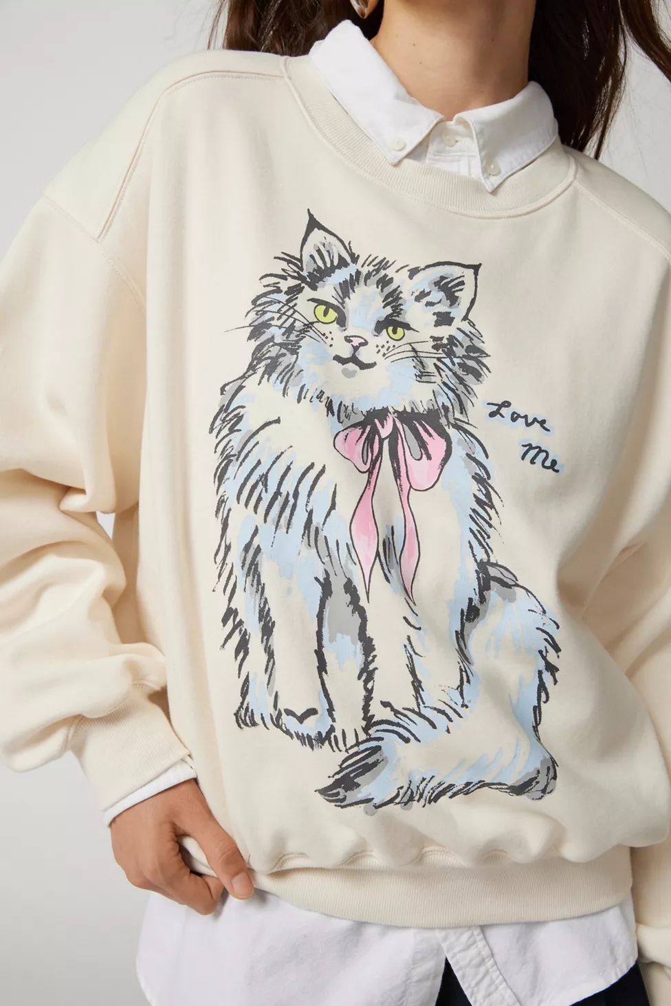 UO Love Me Kitten Pullover Sweatshirt | Urban Outfitters (US and RoW)