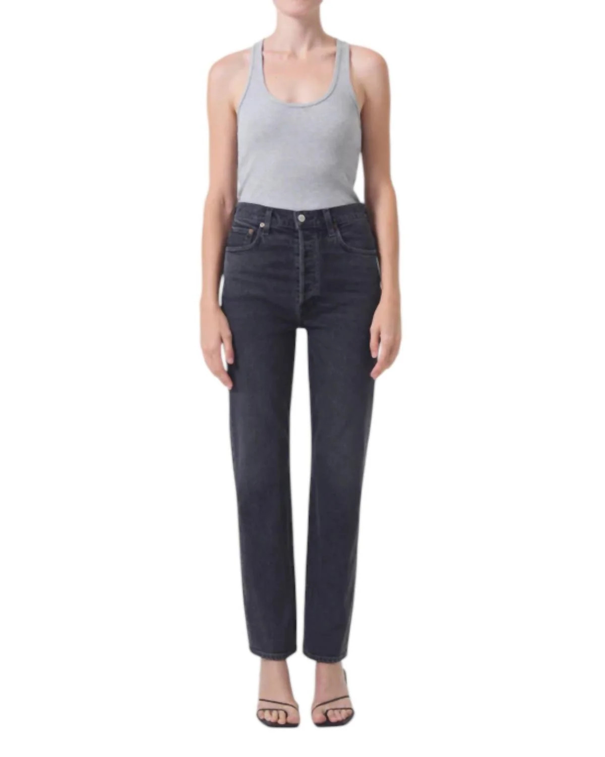 High Rise Stovepipe Jeans In Metal | Shop Simon