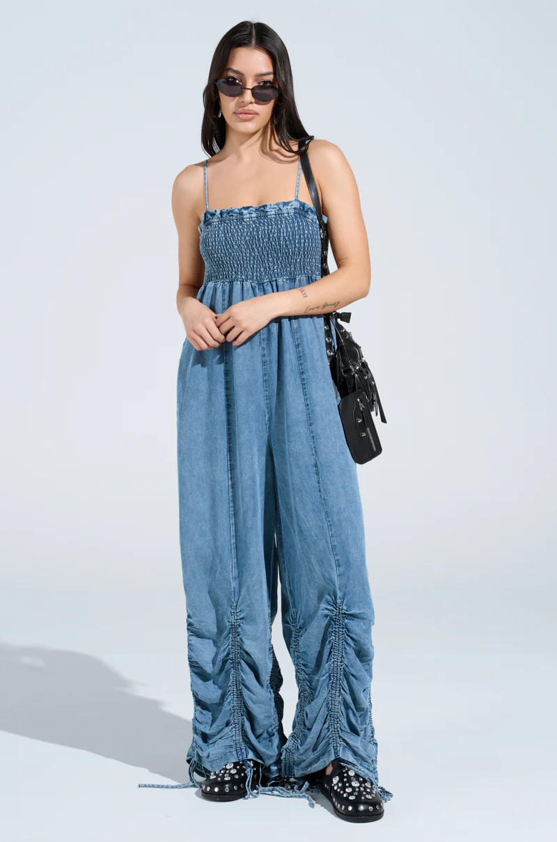 JUMPIN AROUND DENIM JUMPSUIT | AKIRA