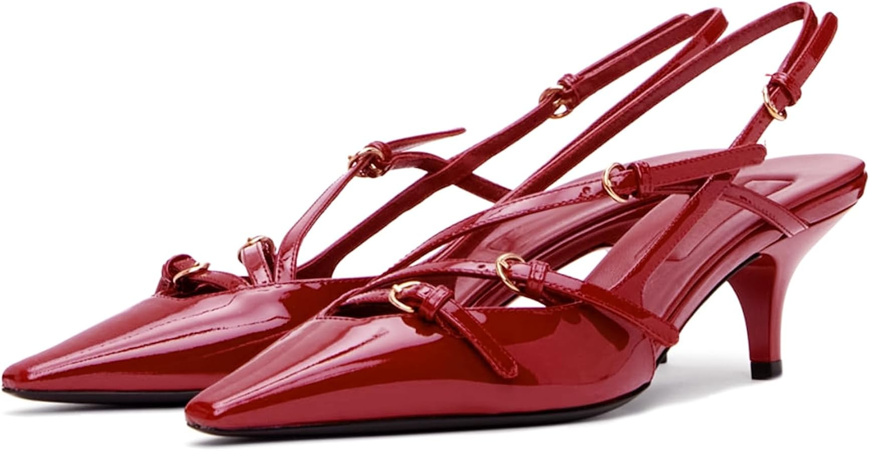 CORNMOOD Slingback Kitten Heels for Women Stiletto Heels Pointed Toe with Buckle Strap Heeled San... | Amazon (US)
