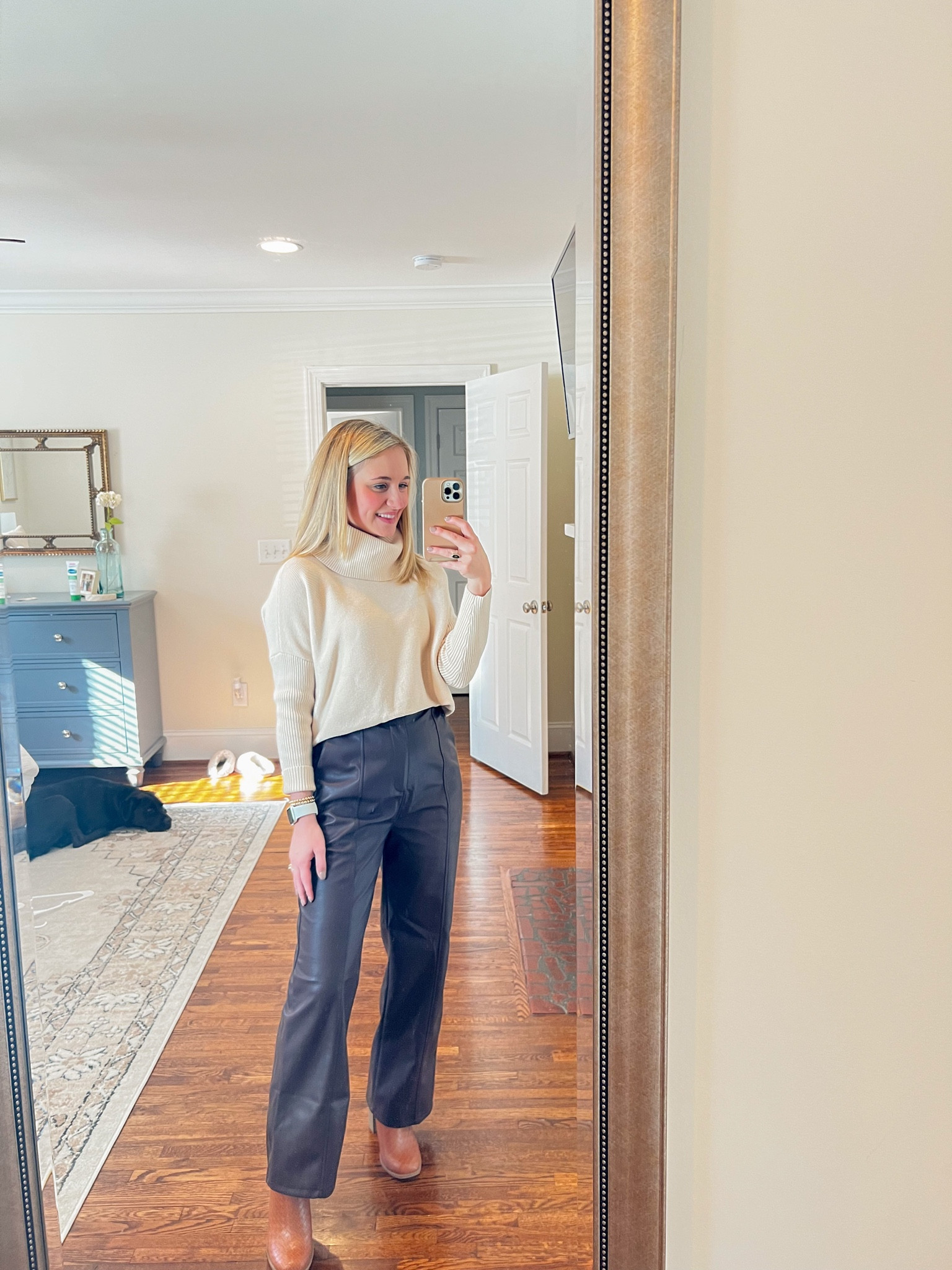 Thanksgiving outfit inspo // amazon sweater fits true to size - wearing a small. // lulus faux leather pants wearing a size small // target boots run TTS wearing a 7!

#LTKstyletip #LTKHoliday #LTKunder50