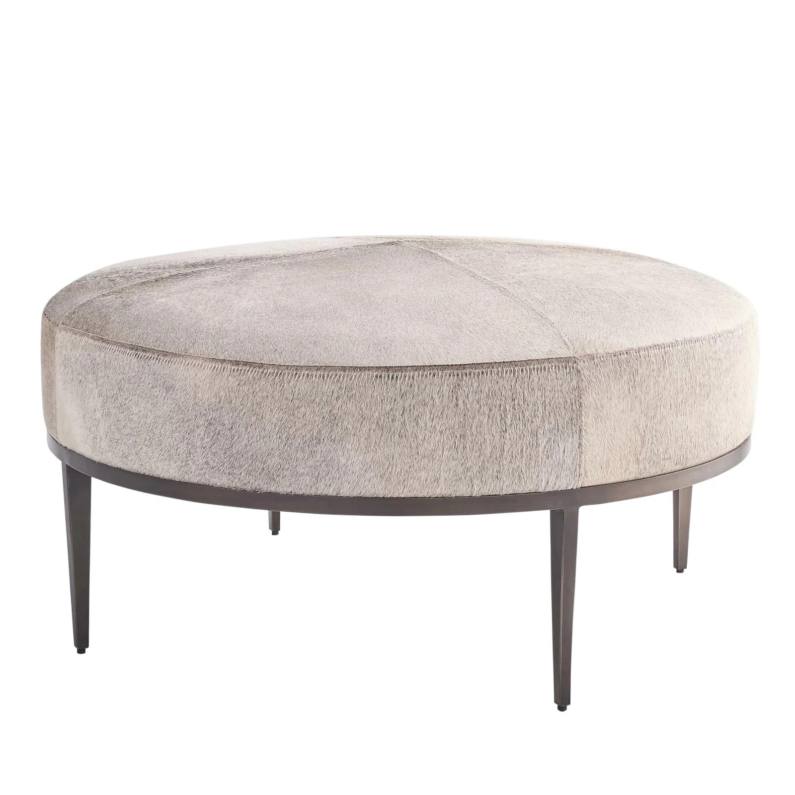 Urban Ottoman w/Grey Hair-on-Hide-Antique Gunmetal | Perigold