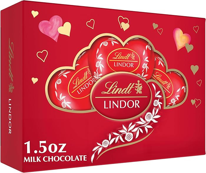Lindt LINDOR Valentine's Milk Chocolate Candy Truffles Heart Gift Box, 1.5 oz. | Amazon (US)