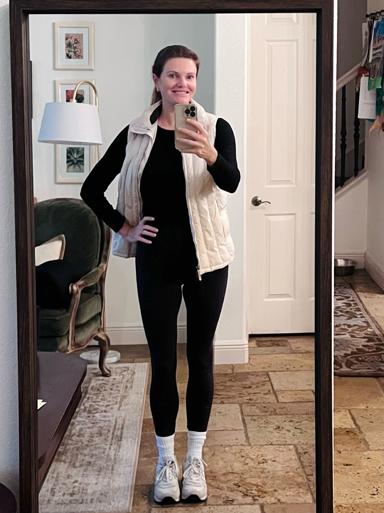 Today’s look is work from home to gym ready! 

Puffer vest, black leggings, crew socks, tennis shoes, athleisure

#LTKfitness #LTKover40 #LTKstyletip