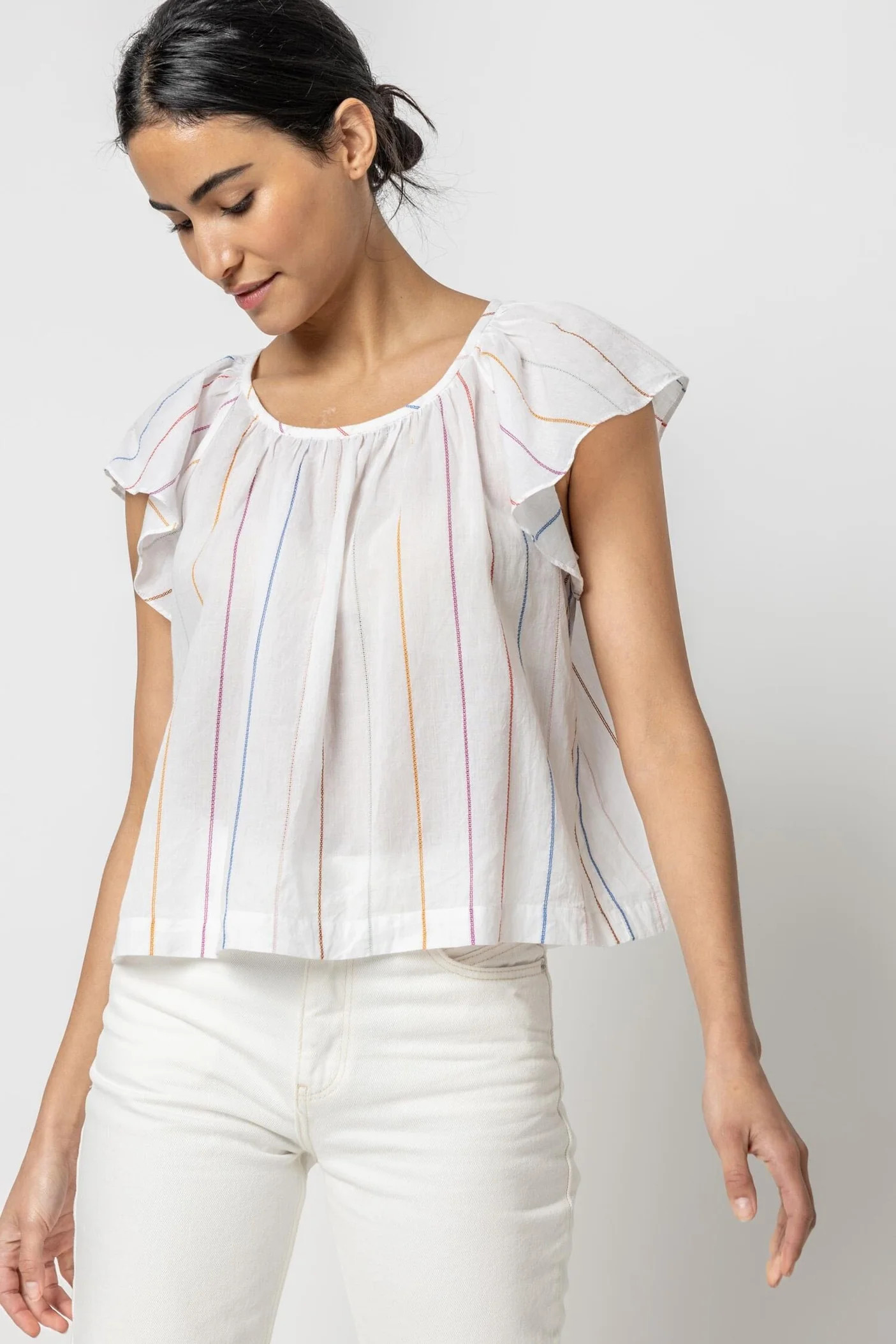 Shirred Short Sleeve Raglan Top | Lilla P