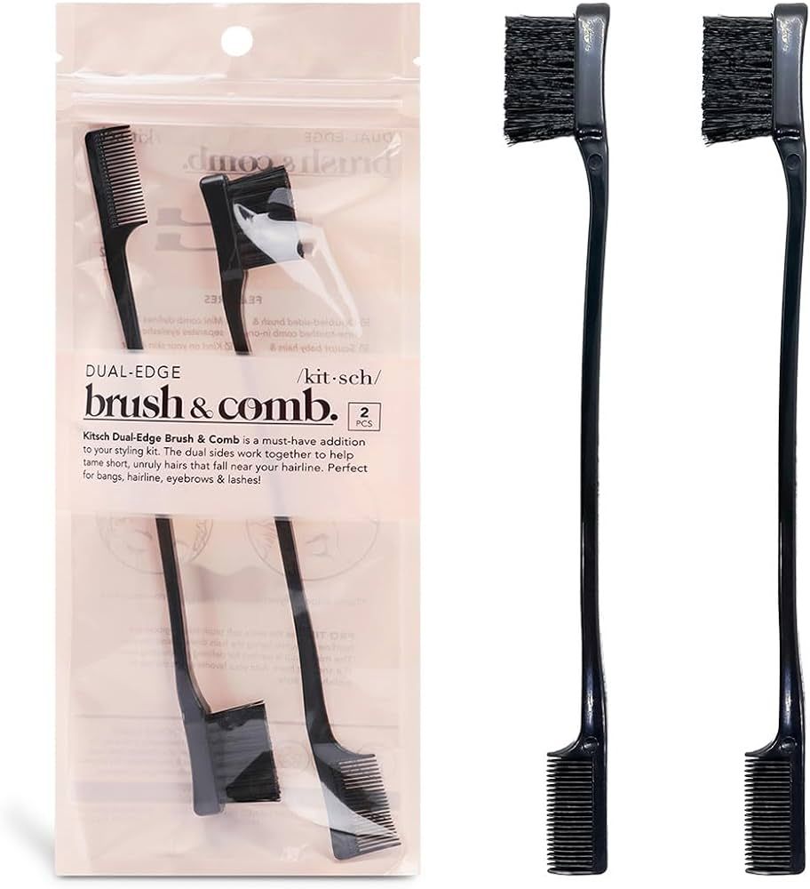 Kitsch Hair Edge Control Brush & Baby Hair Brush Comb Set, Double Sided Edge Fixer & Hair Styling... | Amazon (US)