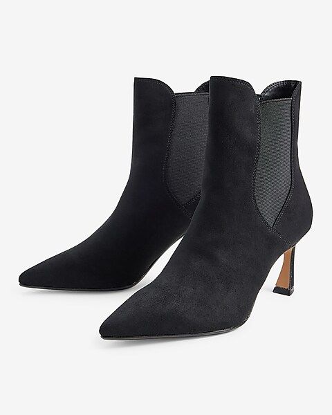 Suede Comma Heel Booties | Express