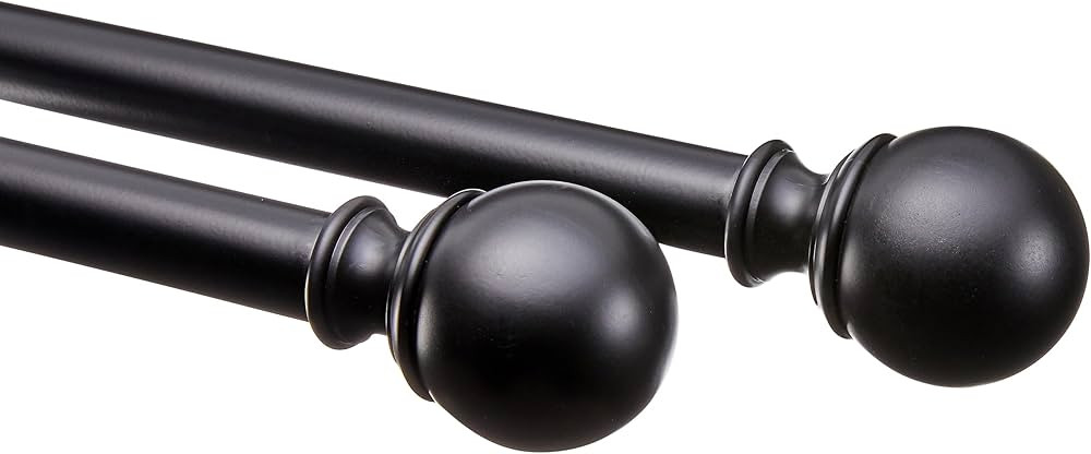 Amazon Basics 1-Inch Curtain Rod with Round Finials - 2-Pack, 36 to 72 Inch, Black | Amazon (CA)