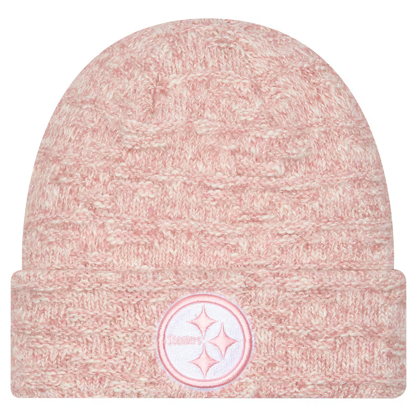Pittsburgh Steelers New Era Women's Metallic Cuffed Knit Hat - Pink | Fanatics