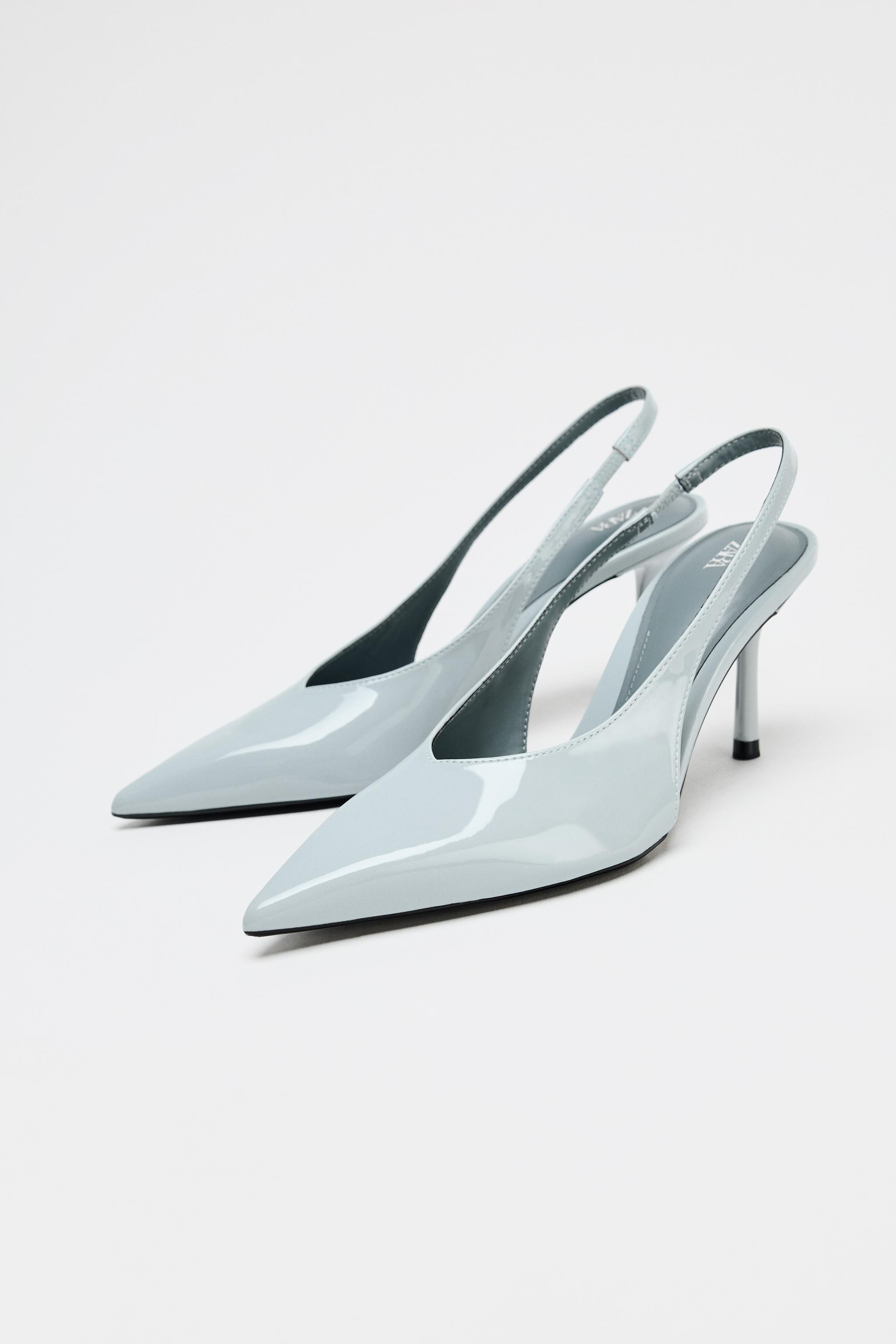 Patent slingback pumps. Elastic back strap closure. High stiletto heel. Pointed toe. Heel height:... | Zara US