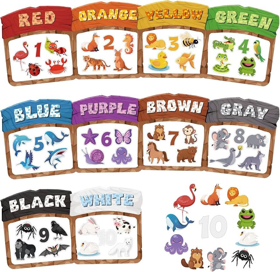 10Pcs Magnetic Color Sorting Set 60 Fridge Magnets for Kids, Cute Animal Refrigerator Magnets for... | Amazon (US)
