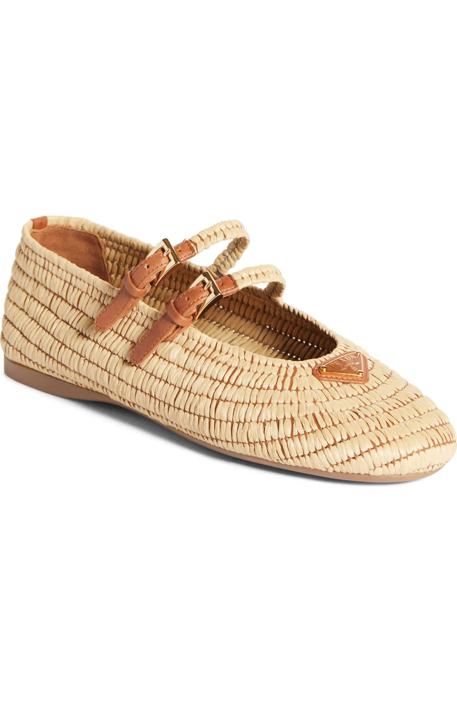 Prada Raffia Mary Jane Flat (Women) | Nordstrom | Nordstrom