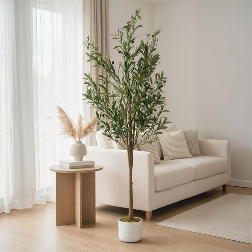 PeacefulHues 5.2FT Artificial Olive Tree with Lifelike Leaves & 34 Fruits, Potted Fake Plants for Office Home Bedroom, Artificial Plants Indoor Evergreen Faux Olive Tree for Modern Farmhouse Kitchen | Amazon (US)