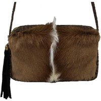 Springbok Skin Crossbody Camera Bag Purse With Mohawk & Leather Tassel - Natural Brown & White Stylea | Etsy (US)
