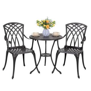 Nuu Garden 3-Piece Cast Aluminum Patio Bistro Set Rust-Proof Outdoor Furniture Set SCD004-01A - T... | The Home Depot