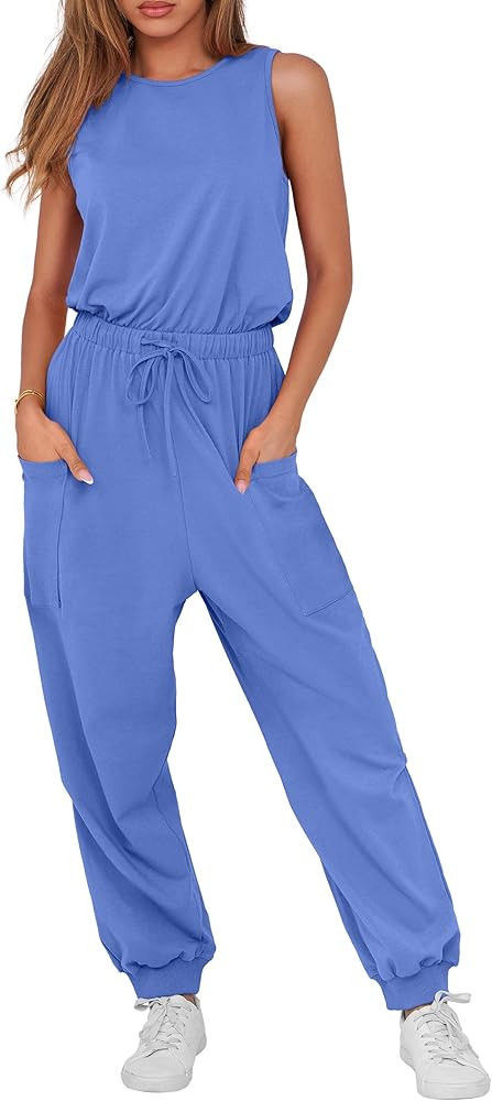 ANRABESS Womens Jumpsuits Casual Sleeveless Jumpers Romper One Piece Outfits 2025 Summer Jumpsuit... | Amazon (US)