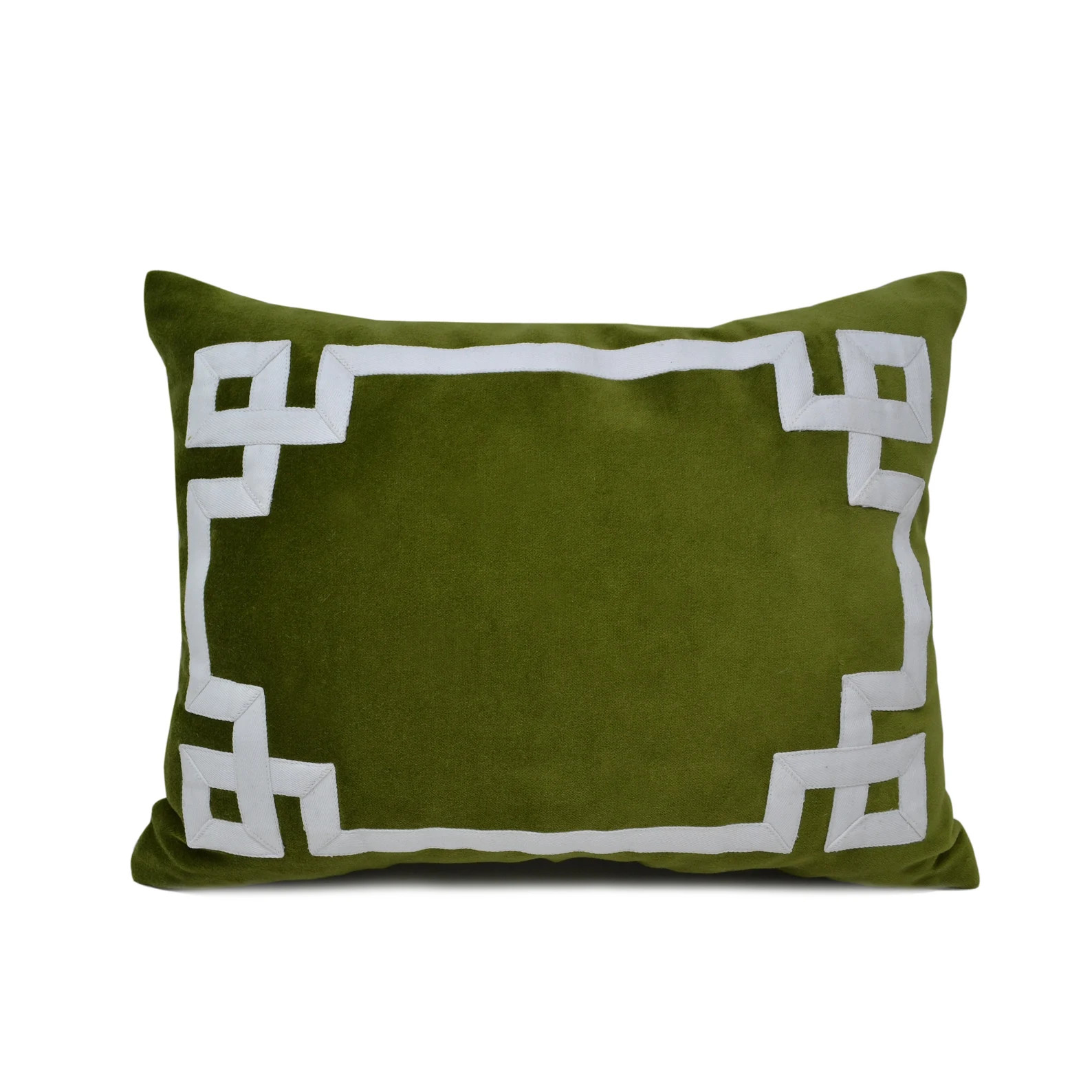 Emerald Green Velvet Pillow, Throw Pillow Cover, Greek Key Trim Applique Pillow, Emerald White Pi... | Etsy (US)