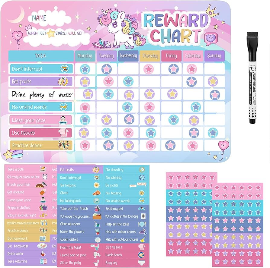 Magnetic Reward Chart for Kids, Behaviour Charts for Children with 52 Behaviour Stickers, 120 Sta... | Amazon (UK)