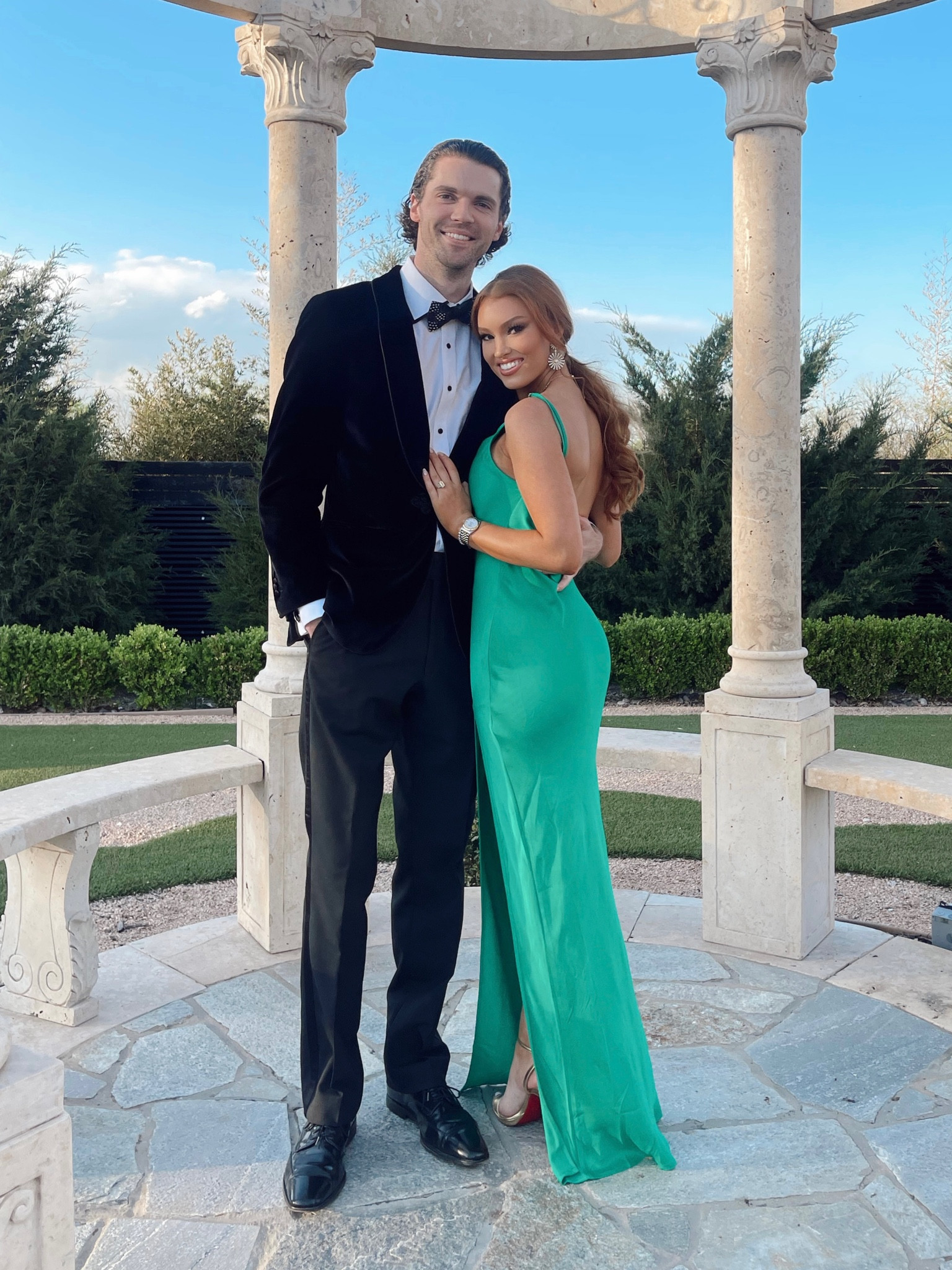 Green gown. Green formal dress. Meshki. Wedding guest. Black tie wedding. Tux. Velvet tux jacket. Dallas wedding. What to wear to a wedding. Green maxi dress. Silk dress  

#LTKwedding #LTKstyletip #LTKunder100