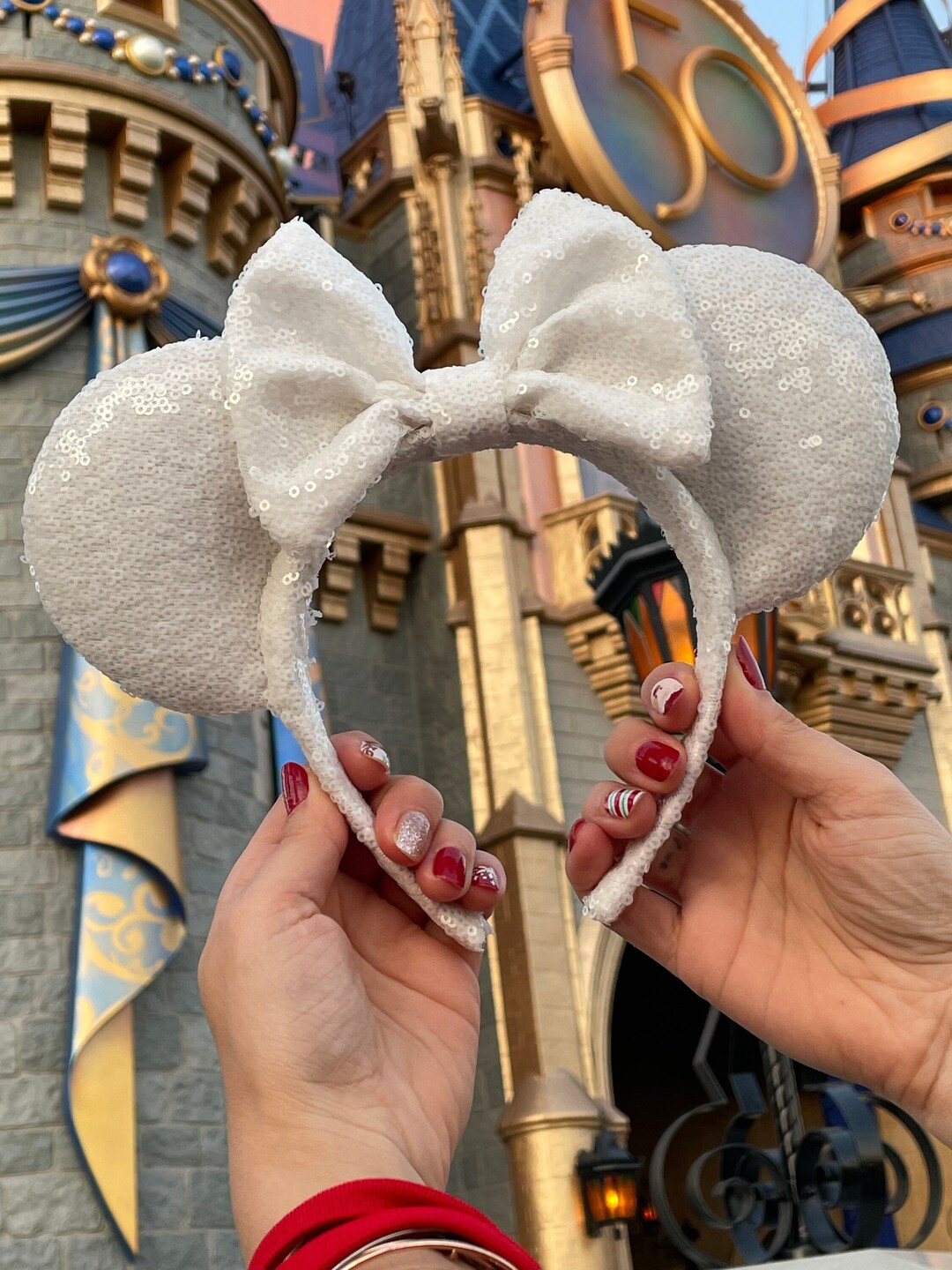 White Sequin Mickey Minnie Mouse Disney Ears | Etsy (US)