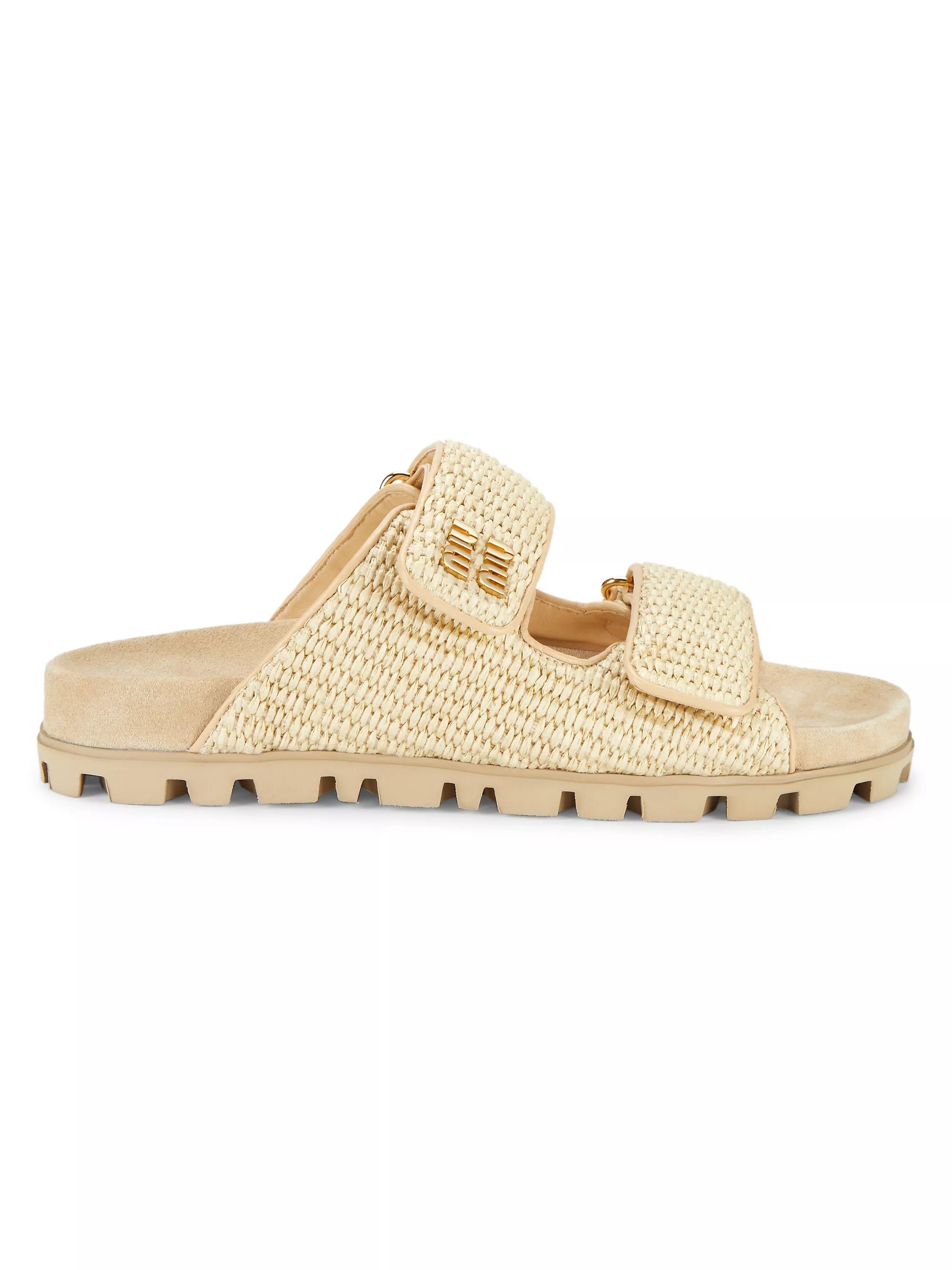 Logo Raffia Sandals | Saks Fifth Avenue