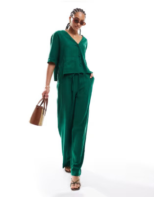Nobody's Child Shona linen trousers co-ord in green | ASOS (Global)