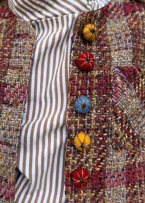 Mavis Burgundy and Taupe Plaid Lady Jacket | Benaar La