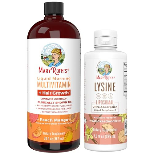 MaryRuth Organics Lysine Liposomal (Snickerdoodle) & Multivitamin Liquid + Hair Growth | Clean Label Project Verified® | Immune Support, Beauty, & Overall Health | Vegan, Non-GMO, Gluten Free | Amazon (US)
