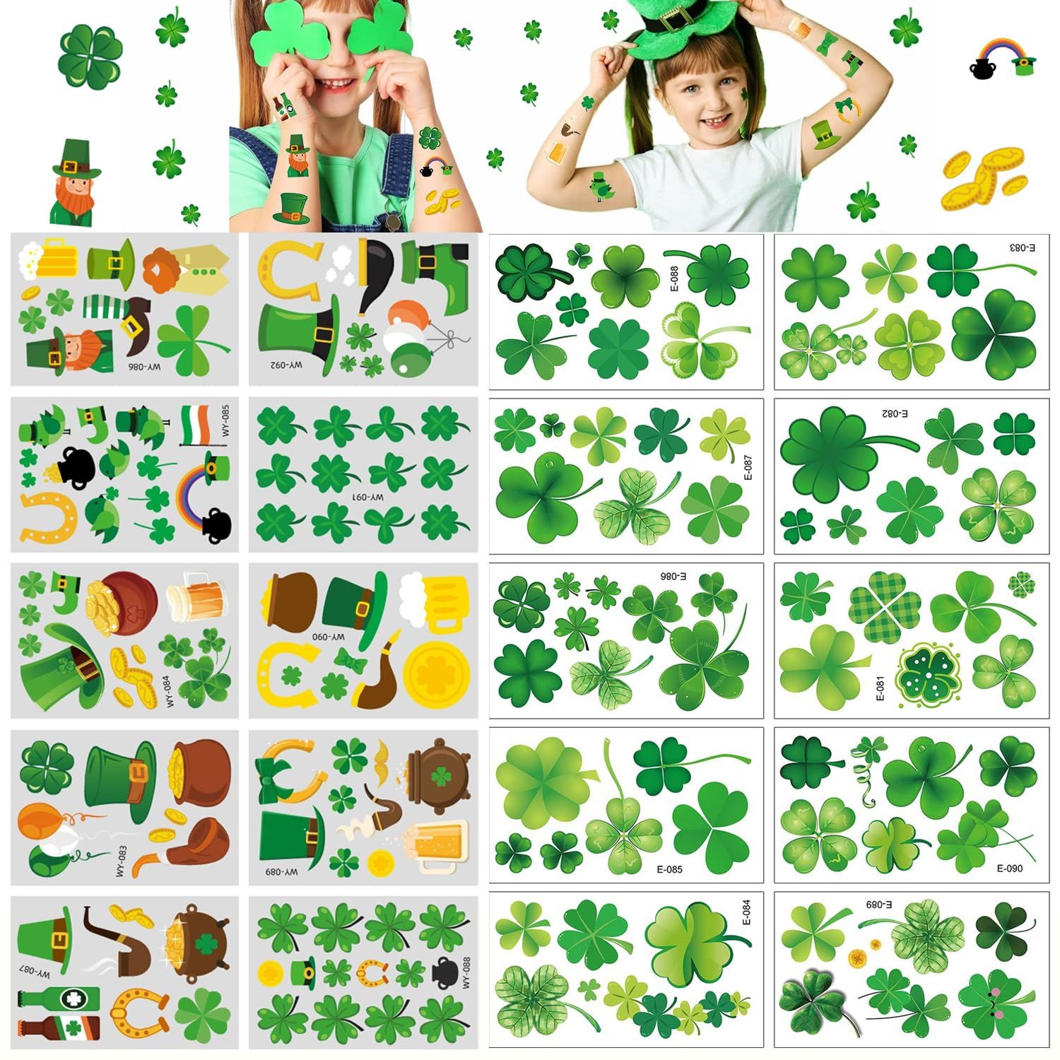 St Patricks Day Tattoos,20 Unique Sheets, 190 Pcs St Patricks Day Stickers, St Patricks Day Acces... | Amazon (US)