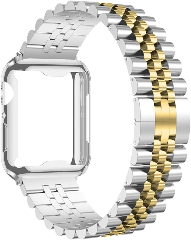 baozai Metal Band with Case Compatible with Apple Watch 40/41/44/45mm, Soft Screen Protector Case... | Amazon (US)