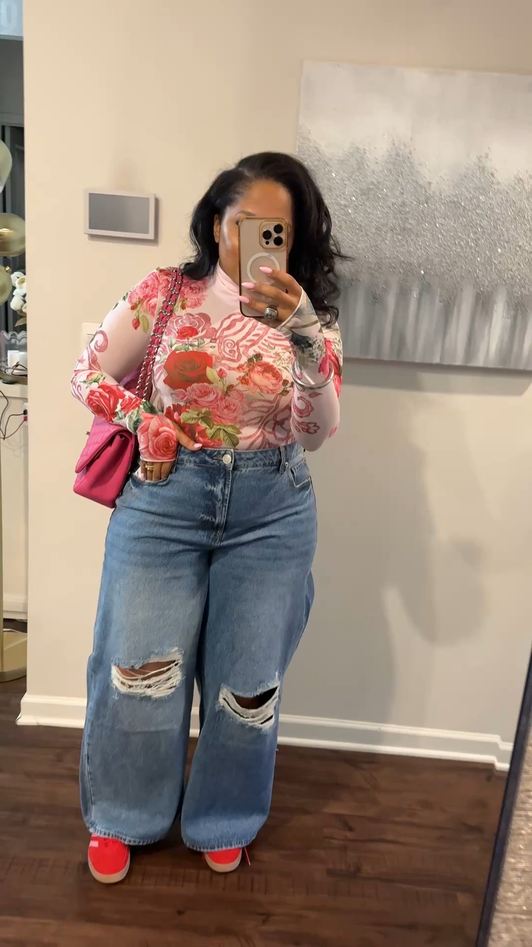 Getting spring chill outfits ready. 
Shirts @AFRM 
Denim @Eloquii via @Macys 
Sneakers @adidas 
Chanel purse @Fashionphile my purse is a Caviar Chanel Maxi Double Flap in pink sold out but tagged similar. 

#LTKOver40 #LTKMidsize