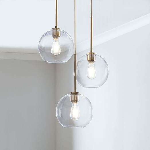 Sculptural Glass 3-Light Globe Chandelier - Clear | West Elm (US)