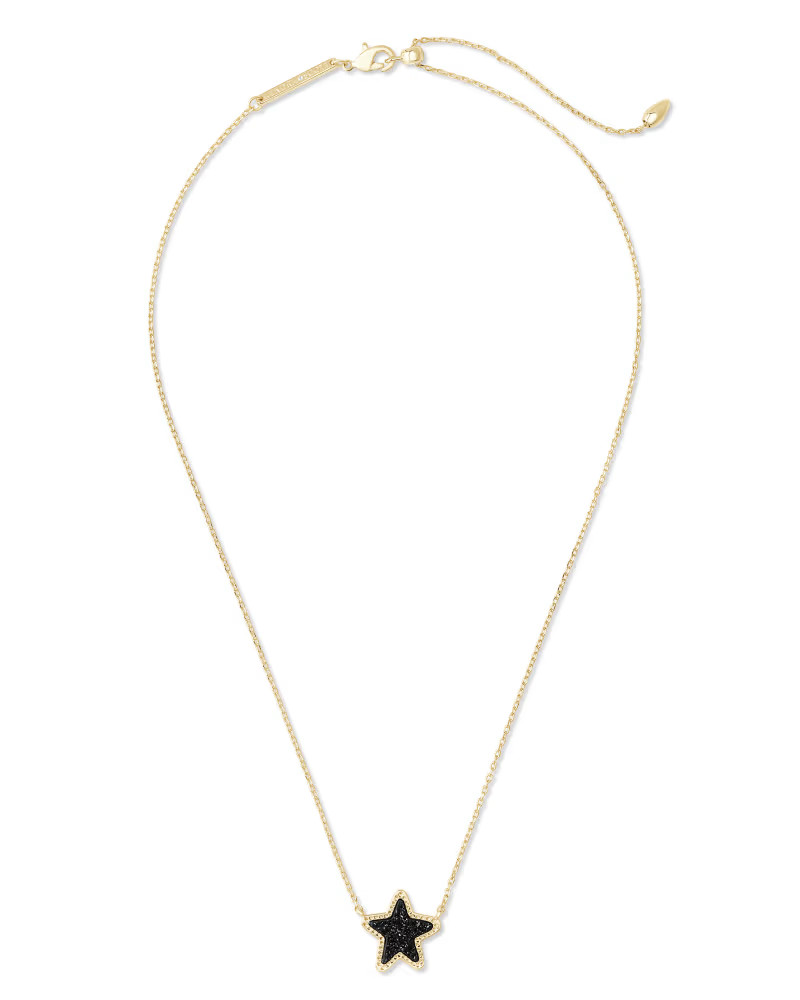 Jae Star Gold Pendant Necklace in Black Drusy | Kendra Scott