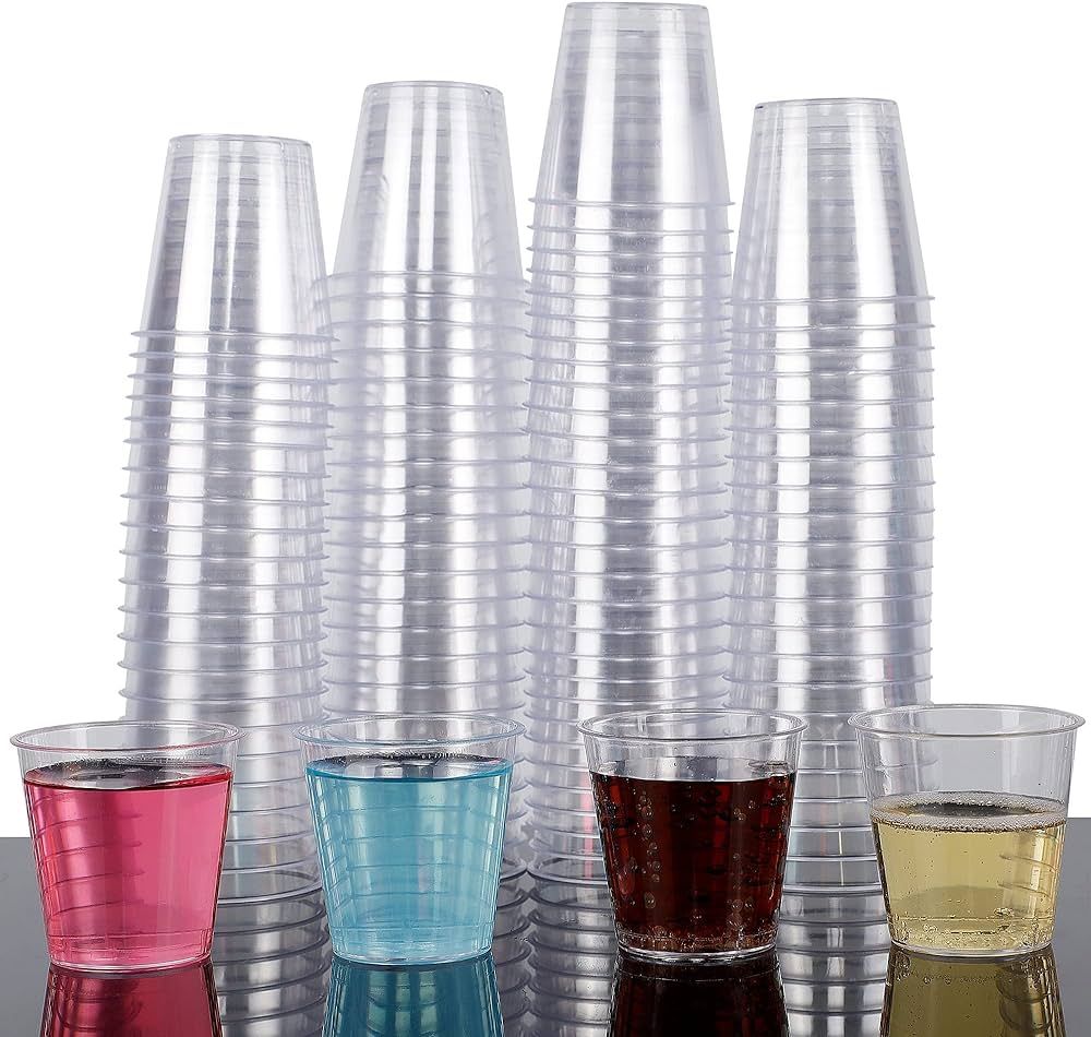 Zcaukya 100 Shot Glasses, 1oz Clear Plastic Disposable Hard Cups, Mini Cups Great Container for S... | Amazon (US)