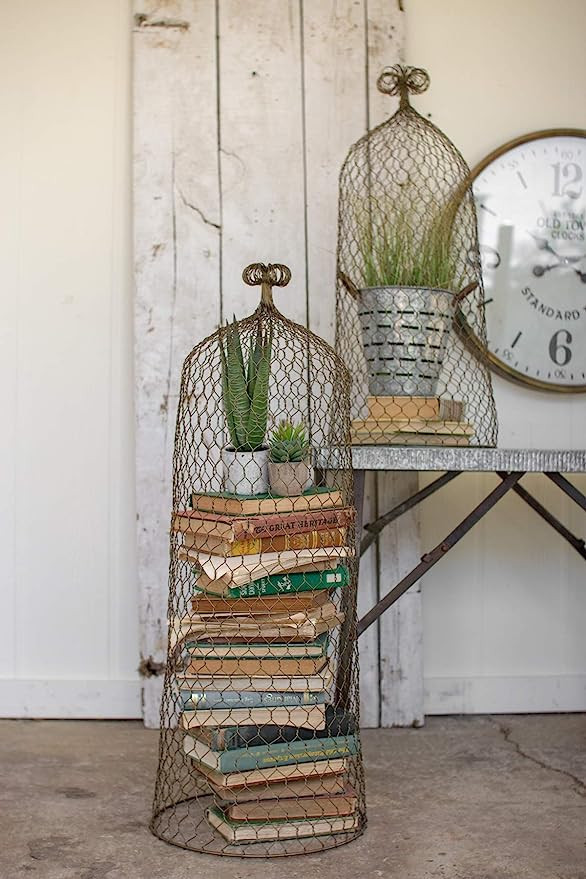 KALALOU Set of Old Gold Wire Cloche Topiaries, One Size, Gray | Amazon (US)