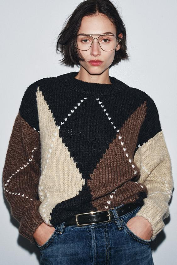 DIAMOND KNIT SWEATER | Zara UK