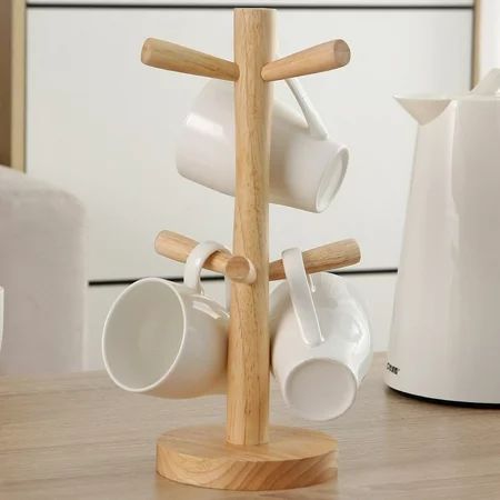Kitchen Decor and Supplies With 6 Wooden Tree Tea Rack Hooks Coffee Mug Stand Hanger Cup Holder Remo | Walmart (US)