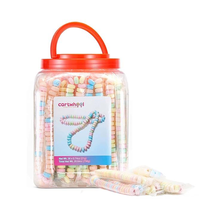 Cartwheel Confections 36 Individually Wrapped Candy Necklaces, Candy Necklace Choker, Retro Candy... | Amazon (US)
