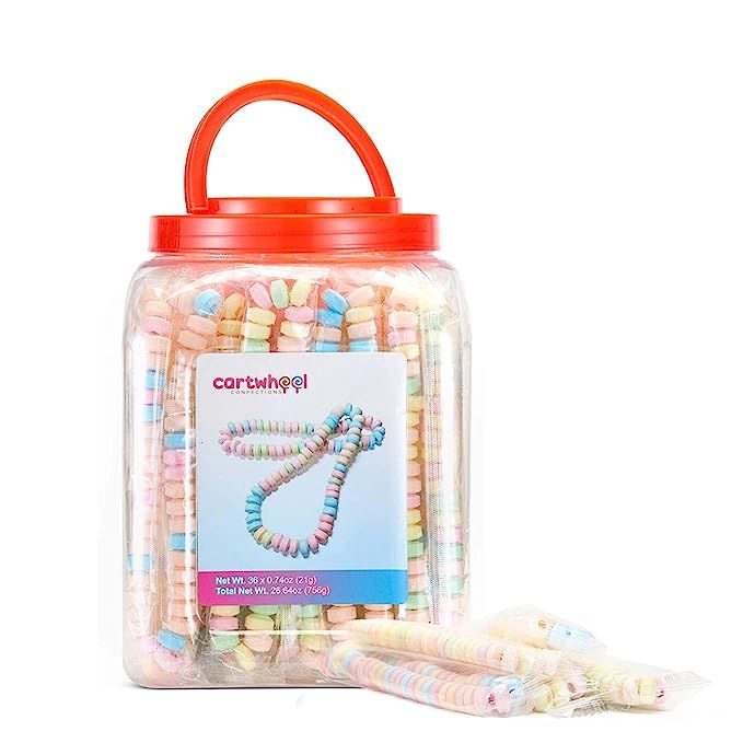 Cartwheel Confections 36 Individually Wrapped Candy Necklaces, Candy Necklace Choker, Retro Candy... | Amazon (US)