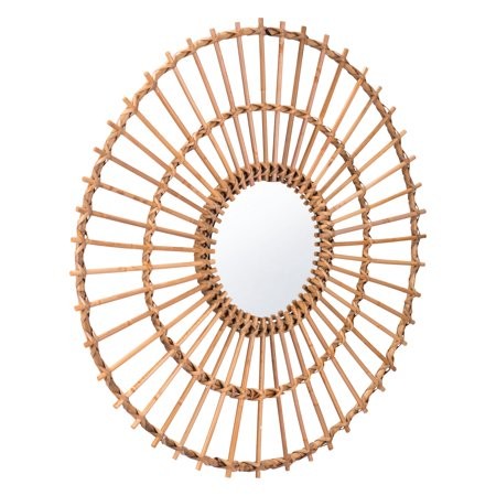 HomeRoots Bathroom 29.9-inch x 1.6-inch x 29.9-inch Brown, Mirror, Rattan, Round Mirror | Walmart (US)