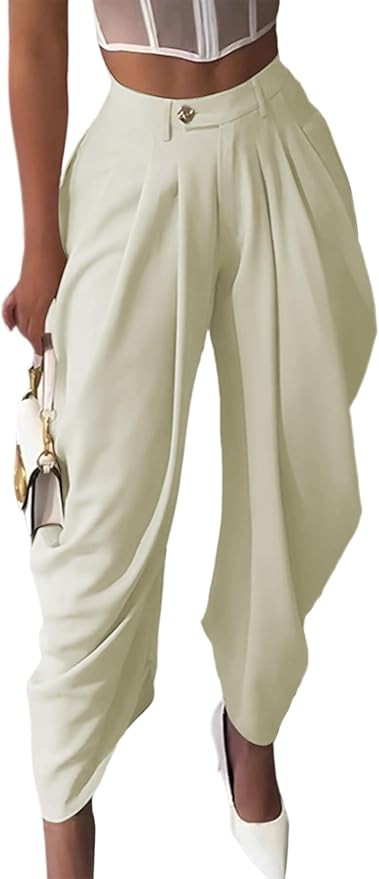 Unybwonn Women's Dress Slacks Pants Casual Pleated Business Work Pants Wide Leg High Waisted Pala... | Amazon (US)