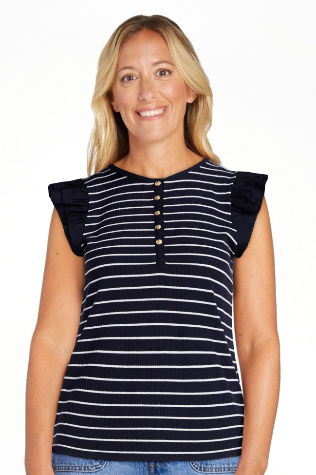 Free Assembly Women's and Women’s Plus Flutter Sleeve Henley Top, Sizes XS-4X | Walmart (US)