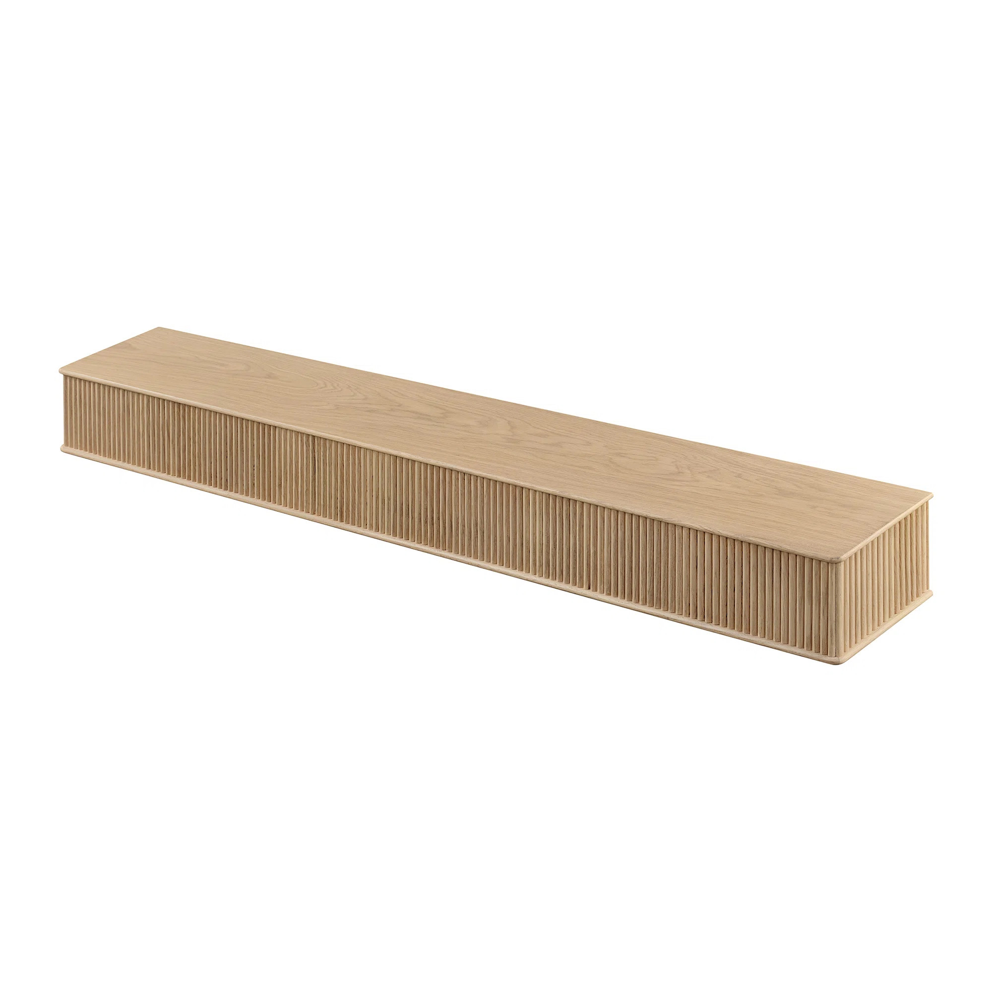 Modern Ember Monti Fireplace Wood Mantel Shelf with Fluted “Reed” Details in Whitewash | Wayfair North America