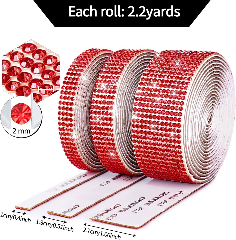 3 Rolls/ 6.6 Yards Self-Adhesive Crystal Rhinestone Diamond Ribbon, Christmas Decoration Rhinestone  | Amazon (US)