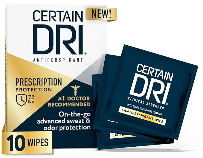 Certain Dri Antiperspirant Wipes for Excessive Sweating & Hyperhidrosis – 72HR Clinical Strengt... | Amazon (US)
