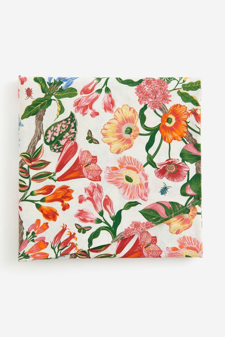 Floral Tablecloth - Natural white/floral - Home All | H&M US | H&M (US + CA)