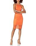 GUESS Women's Illusion Lace Halter Neck Dress, Orange, 0 | Amazon (US)