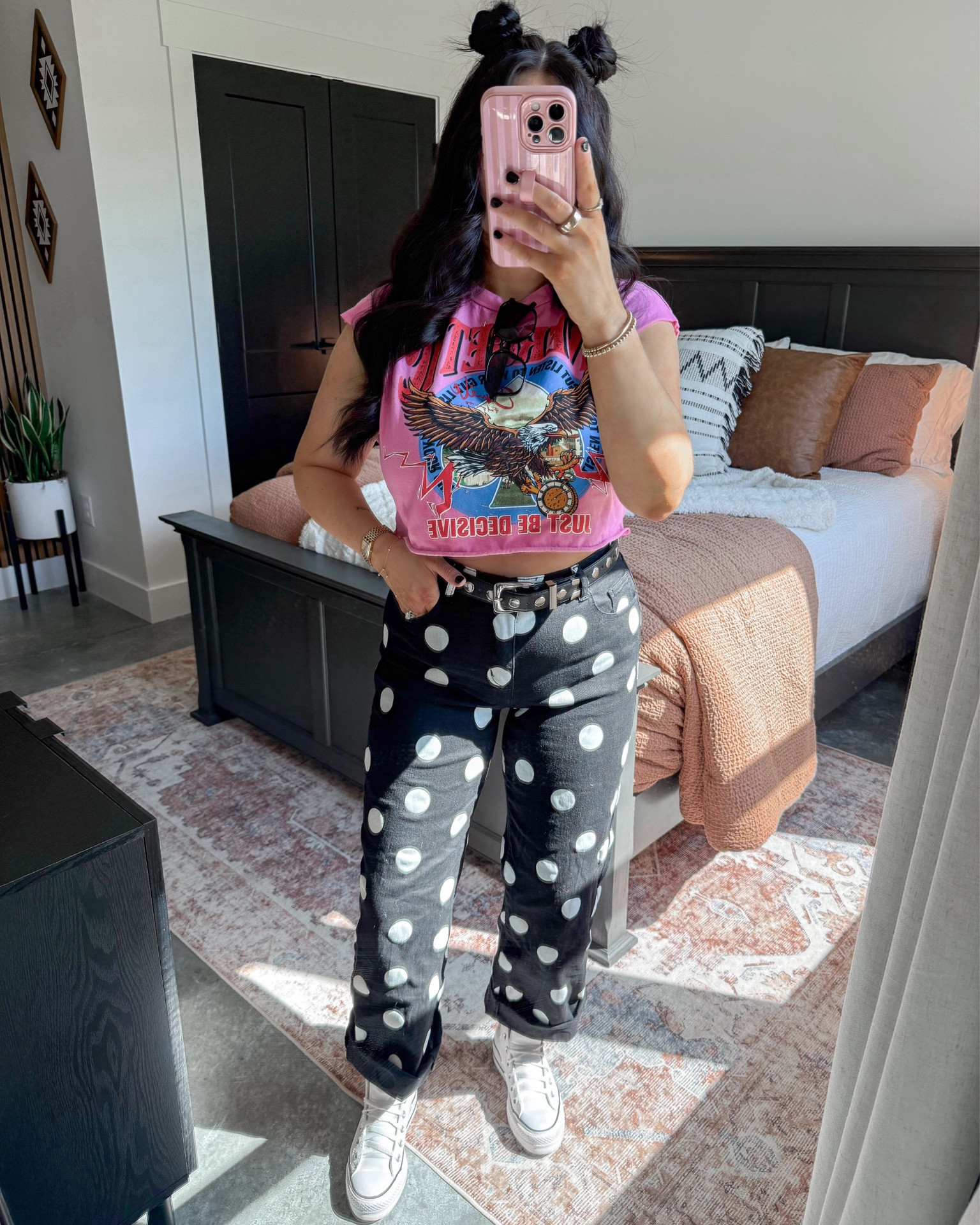 Graphic Tee — small
Polka Dot Jeans — 27
Belt — 27-31

cool mom ootd | easy outfit ideas | edgy outfit ideas | edgy outfits for women | alt mom outfit inspo

#LTKootd #LTKmomlife